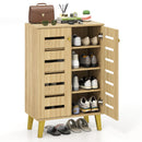 4-Tier Modern Freestanding Wooden Shoe Cabinet with Doors and Removable Shelves-Oak