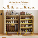 4-Tier Modern Freestanding Wooden Shoe Cabinet with Doors and Removable Shelves-Oak