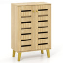 4-Tier Modern Freestanding Wooden Shoe Cabinet with Doors and Removable Shelves-Oak