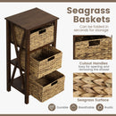 3/4-Tier Nightstand with 2 Seagrass Baskets Narrow X-Design-3