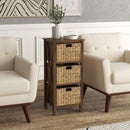 3/4-Tier Nightstand with 2 Seagrass Baskets Narrow X-Design-3