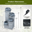 4-Tier Outdoor Water Fountain Cascading Bowl Waterfall Fountain with LED Lights