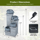 4-Tier Outdoor Water Fountain Cascading Bowl Waterfall Fountain with LED Lights