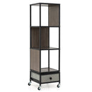 4-Tier Rotating Bookshelf on Wheels with Removable Drawer