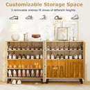4-Tier Shoe Cabinet 2-Door Storage Organizer with Louvered Door-Natural