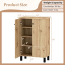 4-Tier Shoe Organizer with Removable Shelves and 2 Doors-Natural