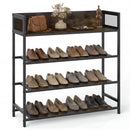 4-Tier Shoe Rack Industrial Shoe Organizer with Heavy Duty Metal Frame