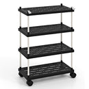 4-Tier Kitchen Slim Storage Cart with Lockable Wheels-Black