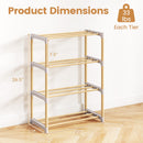 4-Tier Solid Wood Shoe Rack with Slatted Open Shelves-Gray