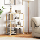 4-Tier Solid Wood Shoe Rack with Slatted Open Shelves-Gray