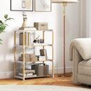 4-Tier Solid Wood Shoe Rack with Slatted Open Shelves-Gray