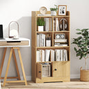 4 Tiers Bookshelf with 4 Cubes Display Shelf and 2 Doors