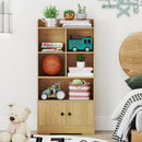 4 Tiers Bookshelf with 4 Cubes Display Shelf and 2 Doors