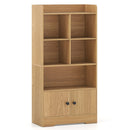 4 Tiers Bookshelf with 4 Cubes Display Shelf and 2 Doors