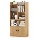 4 Tiers Bookshelf with 4 Cubes Display Shelf and 2 Doors
