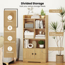 4 Tiers Bookshelf with 4 Cubes Display Shelf and 2 Doors