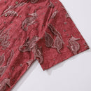 Red Hawaiian Shirt For Men Seahorses Shirt Button-down Short Sleeve 100% Cotton Shirt