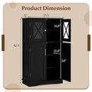4 Doors Freeestanding Bathroom Floor Cabinet with Adjustable Shelves