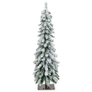 4/5/6 Feet Pre-Lit Artificial Christmas Tree Snow-Flocked Slim Pencil Xmas Decor-5 ft
