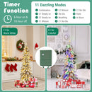 4/5/6 Feet Pre-Lit Artificial Christmas Tree Snow-Flocked Slim Pencil Xmas Decor-5 ft