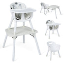 4-in-1 Baby Convertible Toddler Table Chair Set with PU Cushion