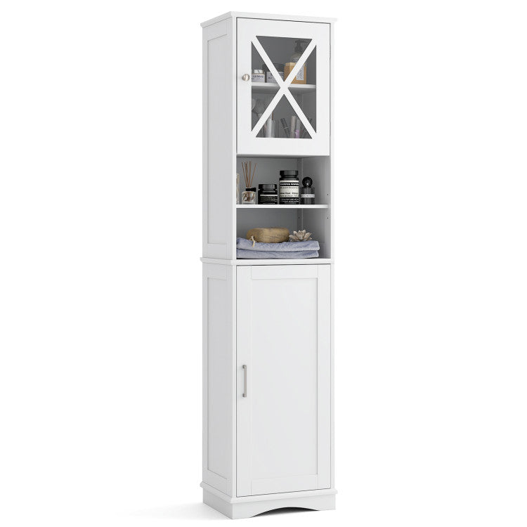 3-in-1 Bath & Storage Combo: Tall Cabinet Shower Bench & Buffet Sideboard