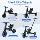 4-in-1 Foldable Toddler Tricycle with Push Handle with Adjustable Seat