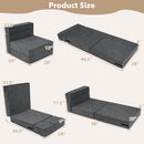 4-in-1 Folding Sofa Bed with Corduroy Cover and Smooth Zipper for Living Room