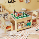 4 in 1 Kids Table and Chair Set with Reversible Graffiti and Building Blocks Tabletop