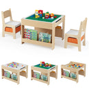 4 in 1 Kids Table and Chair Set with Reversible Graffiti and Building Blocks Tabletop