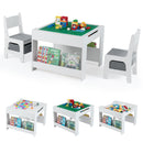 4 in 1 Kids Table and Chair Set with Reversible Graffiti and Building Blocks Tabletop