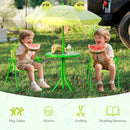 4 Pieces Kids Picnic Set with 2 Folding Chairs and Height Adjustable Umbrella