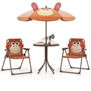 4 Pieces Kids Picnic Set with 2 Folding Chairs and Height Adjustable Umbrella