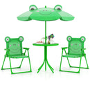 4 Pieces Kids Picnic Set with 2 Folding Chairs and Height Adjustable Umbrella