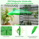 4 Pieces Kids Picnic Set with 2 Folding Chairs and Height Adjustable Umbrella-Green