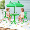 4 Pieces Kids Picnic Set with 2 Folding Chairs and Height Adjustable Umbrella-Green