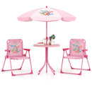 4 Pieces Kids Picnic Set with 2 Folding Chairs and Height Adjustable Umbrella