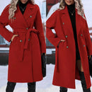 Double-Breasted Lapel Trench Coat with Belt