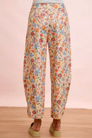 BiBi Washed Floral Printed Twill Barrel Pants