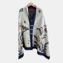 Vintage Knot-button Outerwear Jacquard Shawl