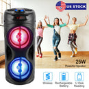 Portable Wireless Party Speaker Karaoke Machine Wireless Speaker with LED DJ Light FM Radio Supports MMC Card/USB Microphone Aux-In for Party Home TV