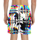 Psychedelic Rave Glitch Tiles Rainbow Plaid Swim Shorts