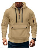 Mens Hooded Sweatshirt Jacket With Zippered Sleeves And Large Pockets