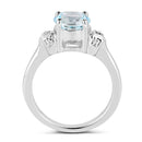 2.28 Carat Genuine Blue Topaz and White Topaz .925 Sterling Silver Ring
