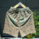 Men's Ethnic Style Laser Dark Flower Ice Silk Shorts