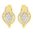 10K Yellow Gold 1/3 cttw Round-Cut Diamond Cluster and Swirl Stud Earrings (J-K Clarity, I2-I3 Color)