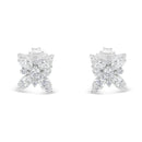 14K White Gold Marquise Diamond Flower Stud Earring (1.00 cttw, H-I Color, SI1-SI2 Clarity)