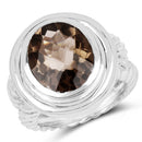 6.59 Carat Genuine Smoky Quartz .925 Sterling Silver Ring