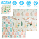 5.9x6.5FT Foldable Baby Play Mat Extra Large Waterproof Activity Playmat For Floor With Carrying Bag Reversible Foam Baby Mat For Babies Toddlers Infa