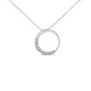 14K White Gold 1/4 Cttw Round-Cut Graduating Diamond Open Circle Hoop 18" Pendant Necklace (J-K Color, I1-I2 Clarity)